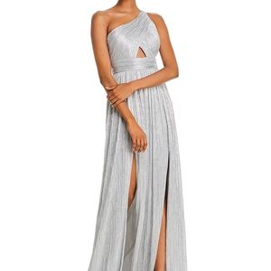 Aidan by Aidan Mattox Cutout Metallic Evening Dress